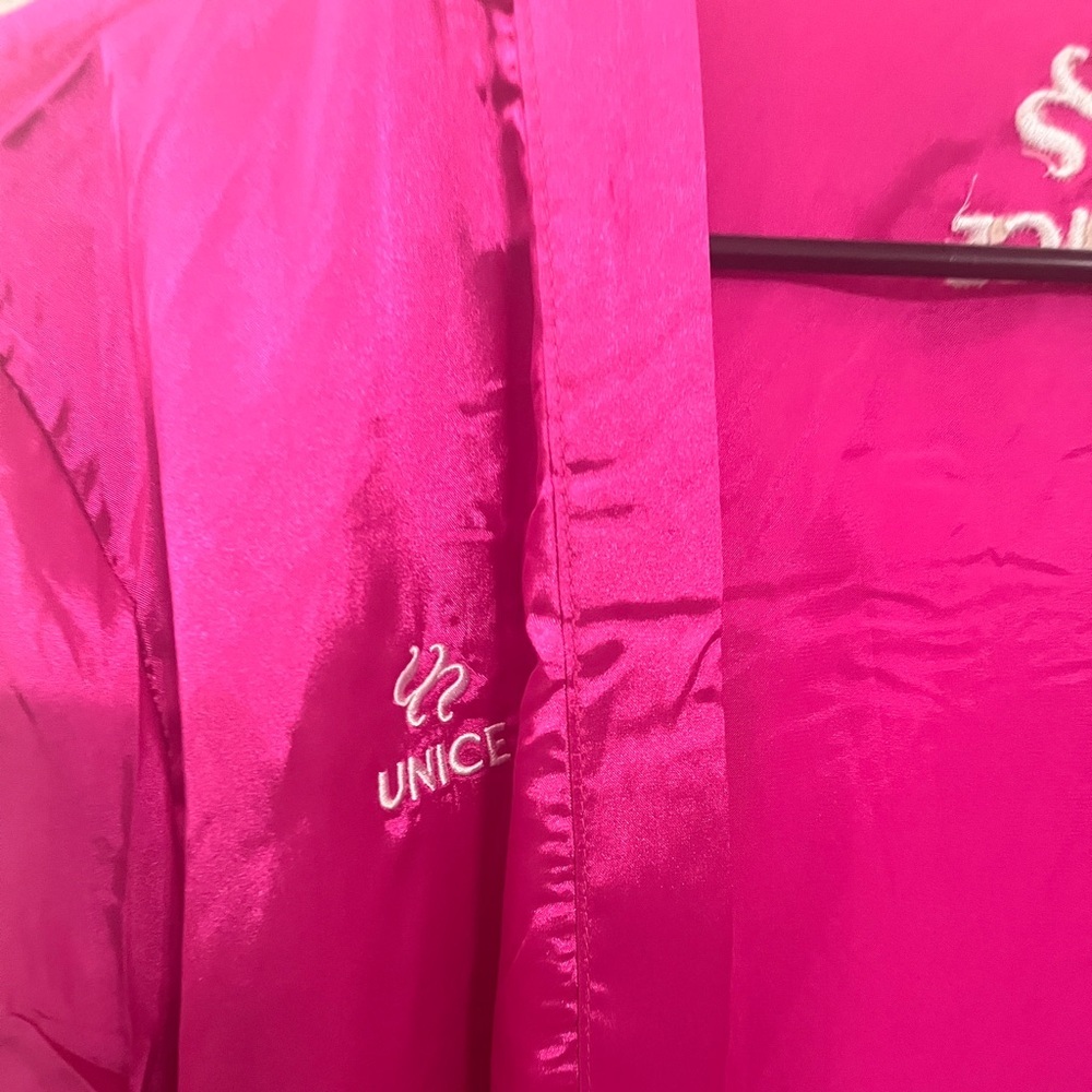 UNICE Pink Satin Robe Belted Kimono Style Lounge Robe - Picture 6 of 11